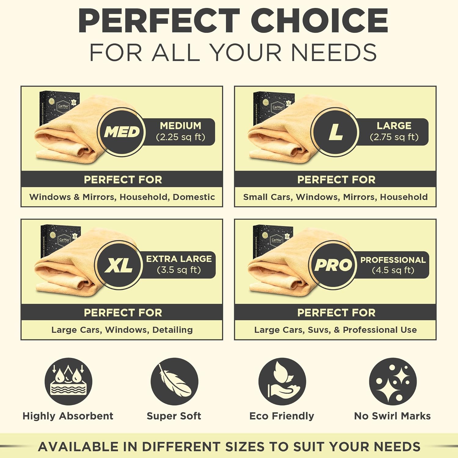 CarMax® English Premium Grade Natural Chamois Leather - Large - Perfect for drying off the whole car, glass, mirrors, inside and out, super soft and highly absorbent, Made in the UK